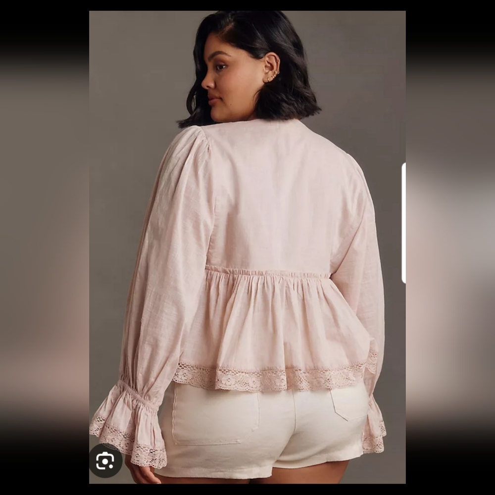 Anthropologie Sz M Billowy Peasant Blouse Rose/blush Colour - Picture 10 of 10